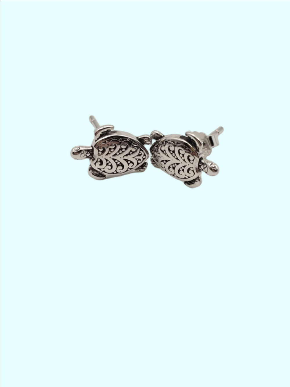 Sterling Silver Turtle Stud Earrings - Cute Minimalist